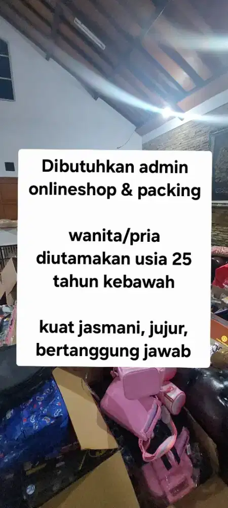 Lowongan admin packing onlineshop