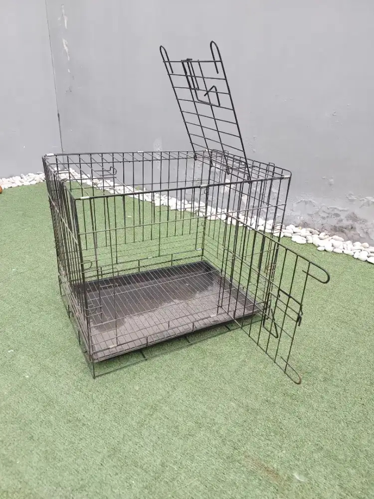 Kandang hewan lipat 2 pintu portable besar