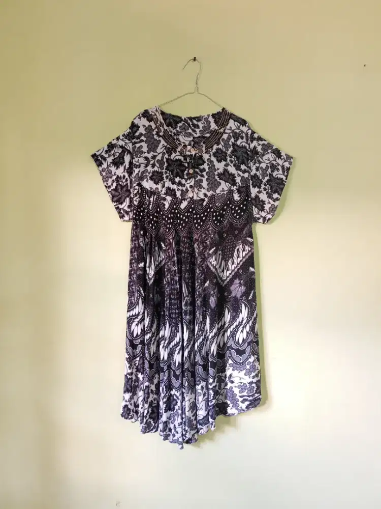 Dress / Daster / Dasul Batik Kancing Oval / Payung Abu-abu