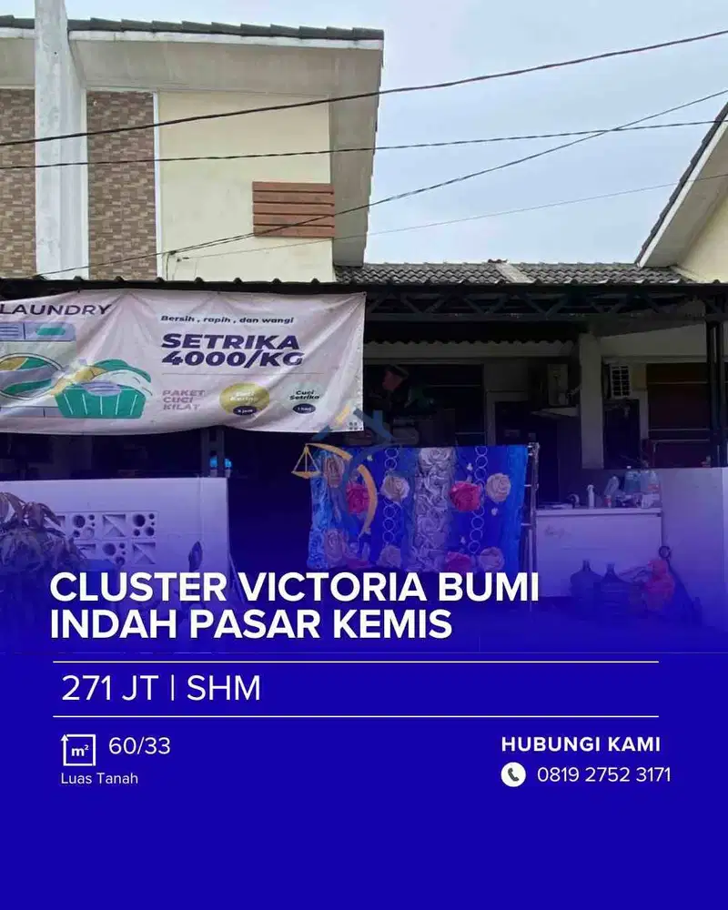 DI JUAL RUMAH CLUSTER VICTORIA BUMI INDAH PASAR KEMIS - VIA CESSIE