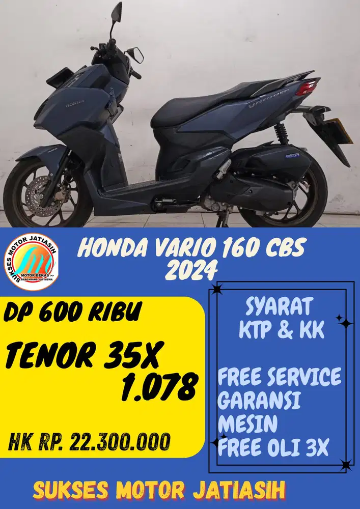 SERIES TERBARU HONDA VARIO 160 ABS 2024 DP 1.4 JUTA BISA CASH/KREDIT
