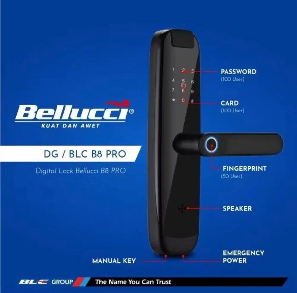 Smart lock door Belluci B8 Pro with Wifi