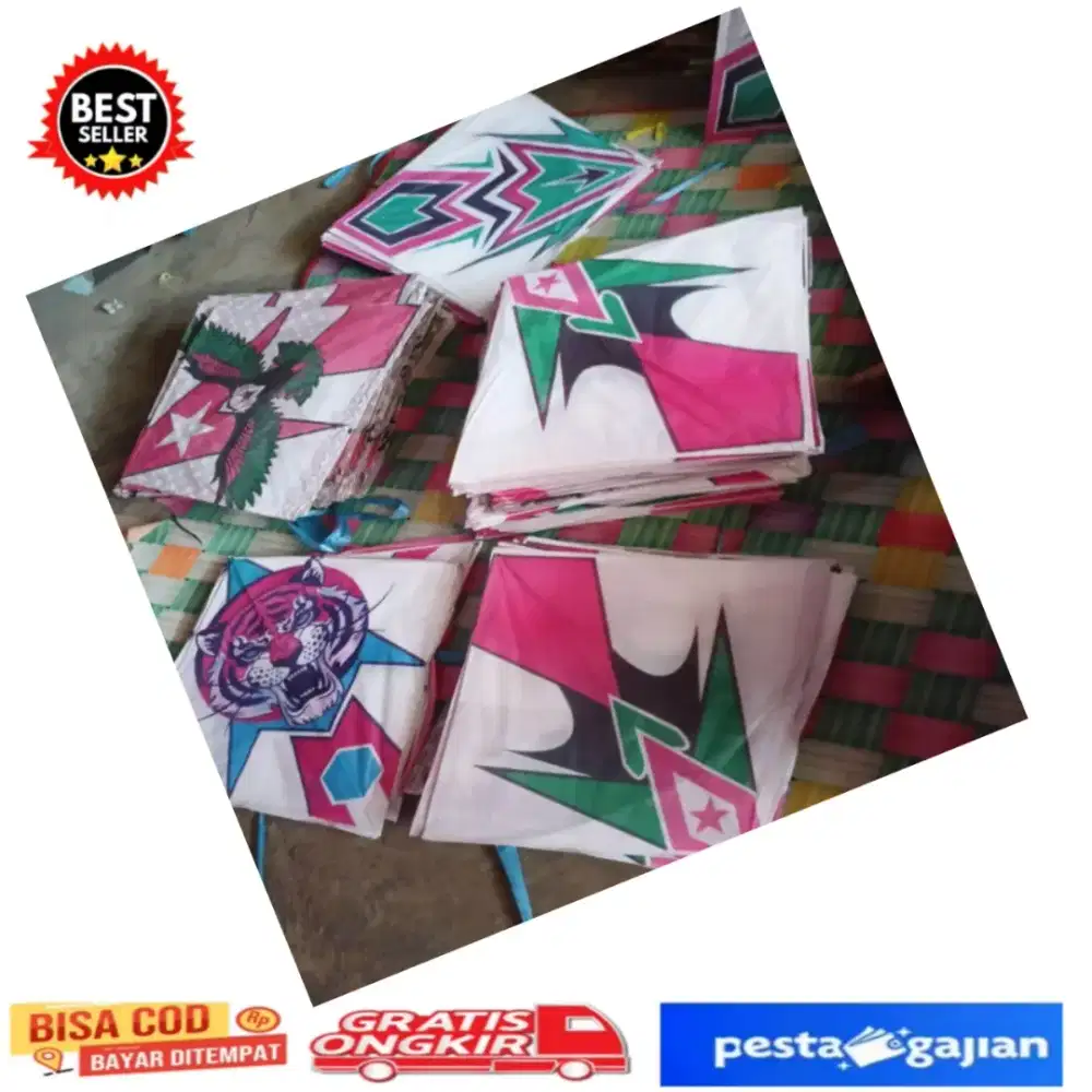 Mainan layang layang benang kenur dan gelasan