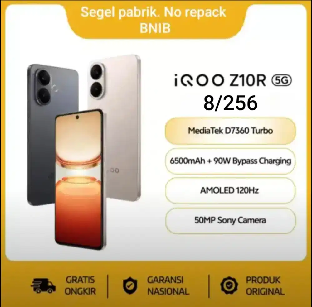 Iqoo Z10R 8/256. Baru. Segel pabrik. Garansi resmi 12 bulan