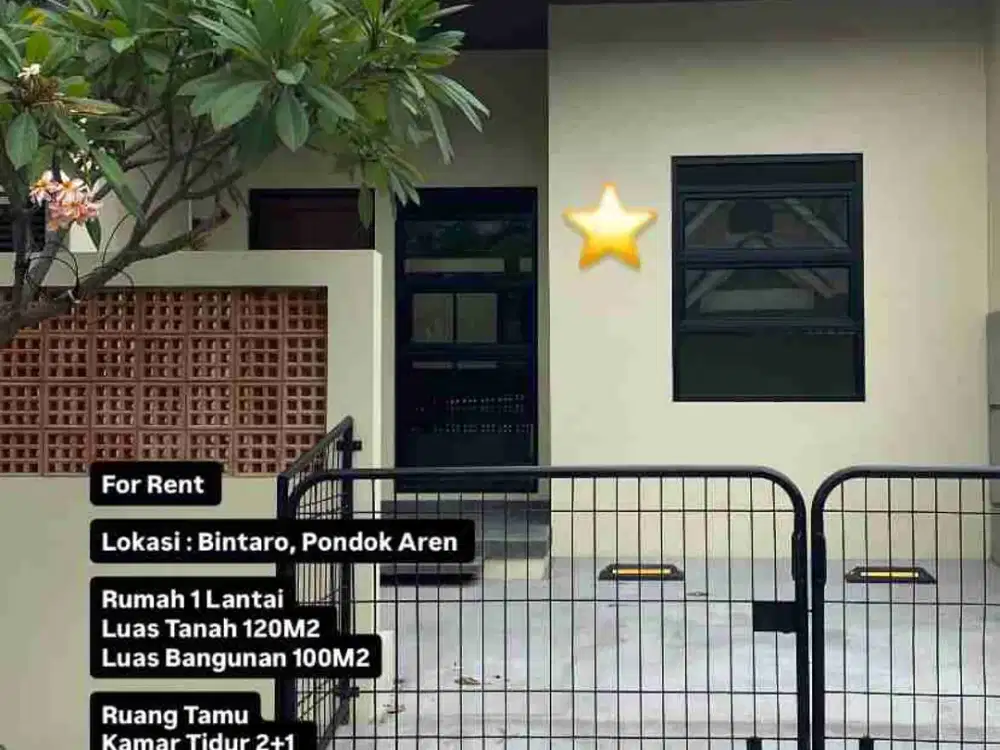 Disewakan murah rumah baru dan luas strategis dalam Cluster Bintaro