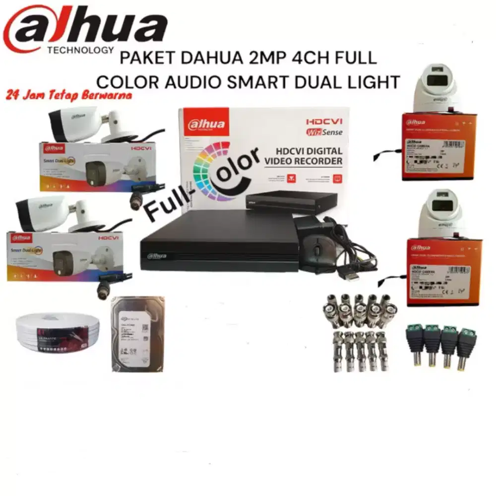 paket cctv dahua full color audio 2mp
