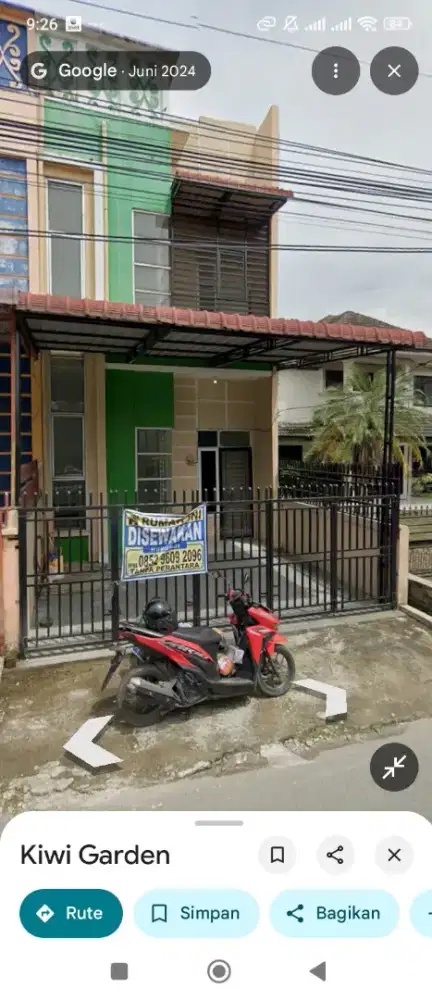 Rumah 2 Lantai/Ruko Disewakan Jl Kiwi Sei Sikambing Medan Sunggal