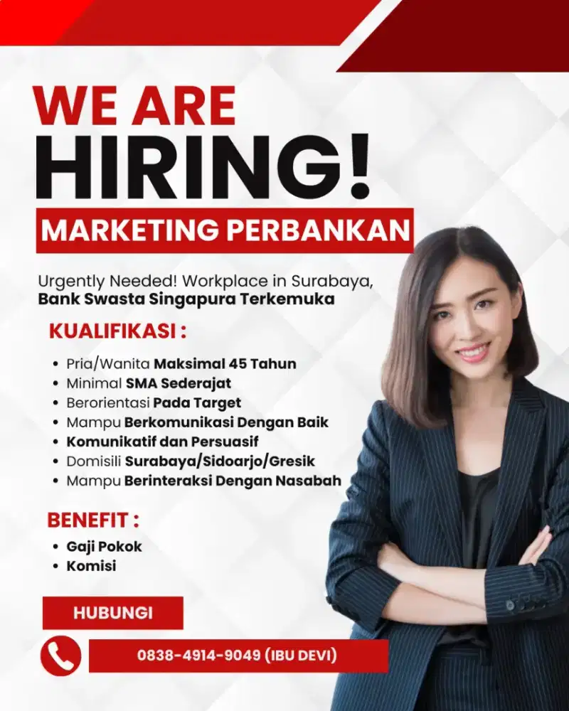 Urgently Needed! - Telemarketing & Sales Bank Swasta Singapura