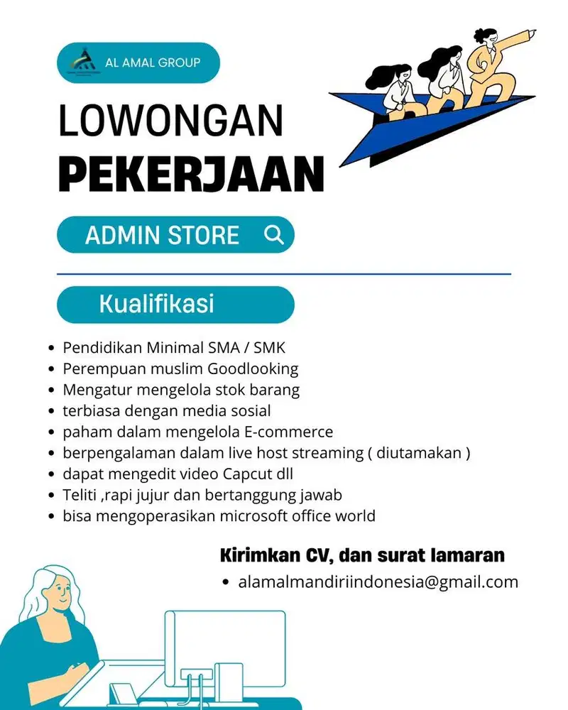 DIBUTUHKAN SEGERA ADMIN STORE HOST LIVE