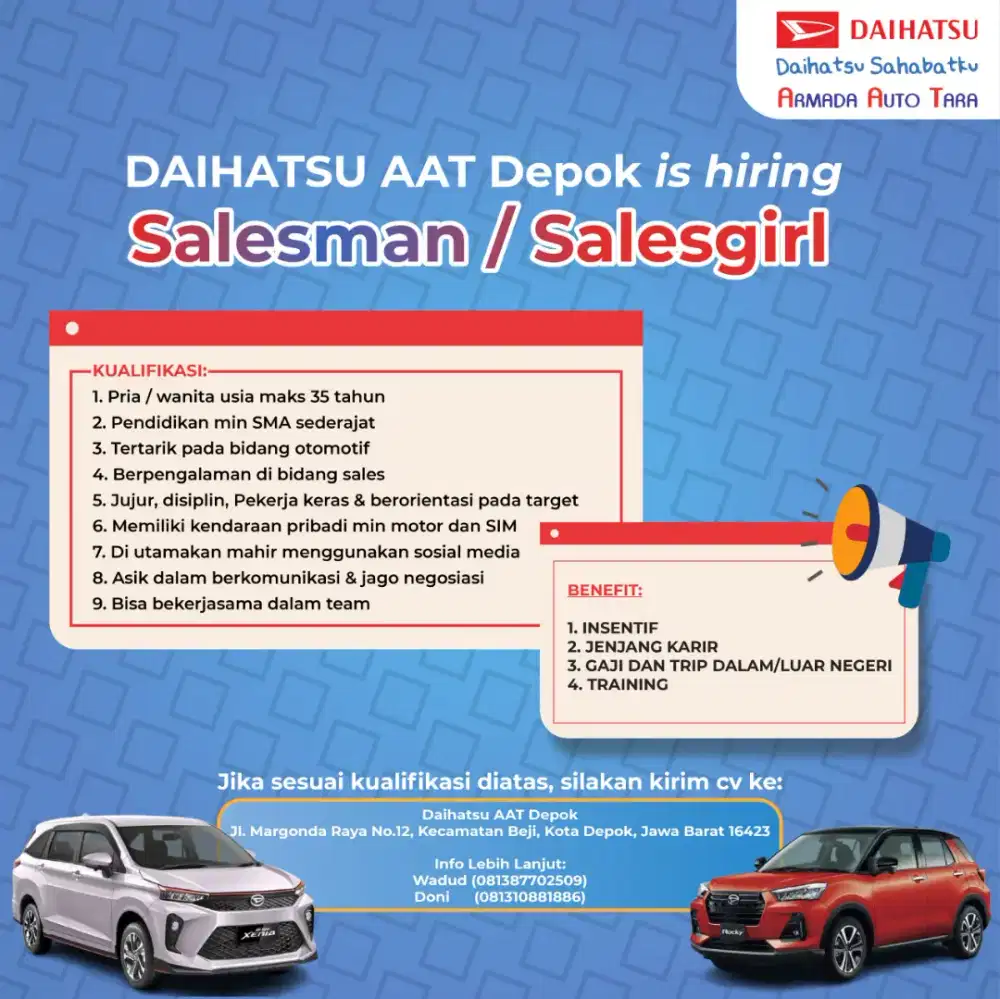 Lowongan sales/marketing mobil