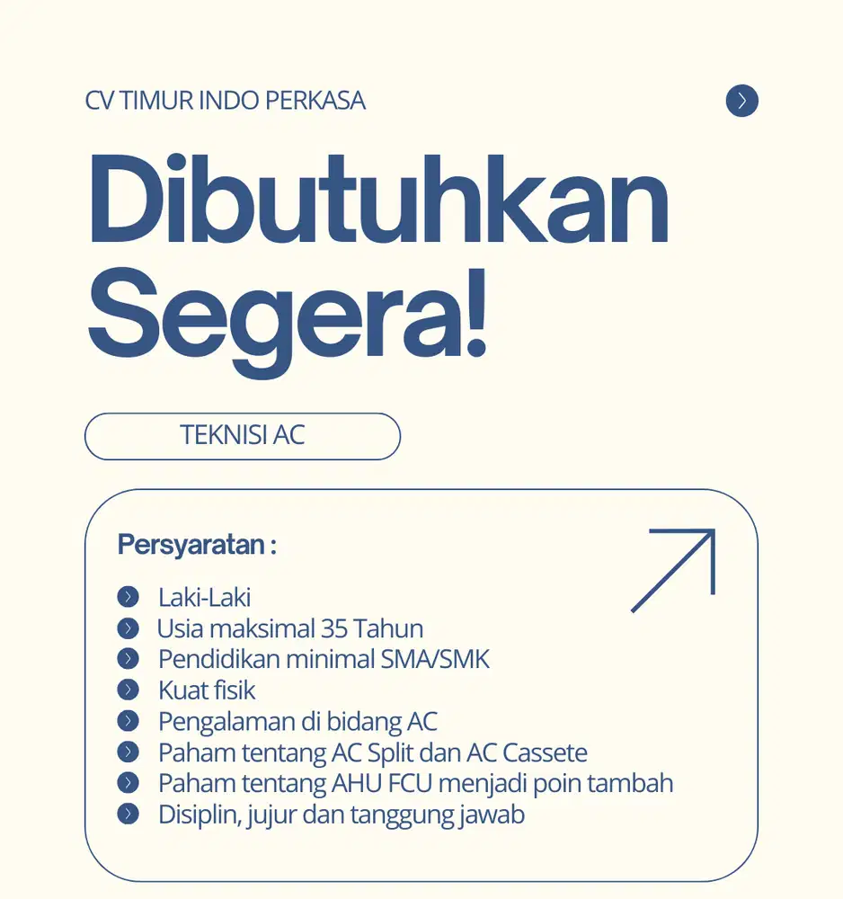 LOWONGAN KERJA TEKNISI AC