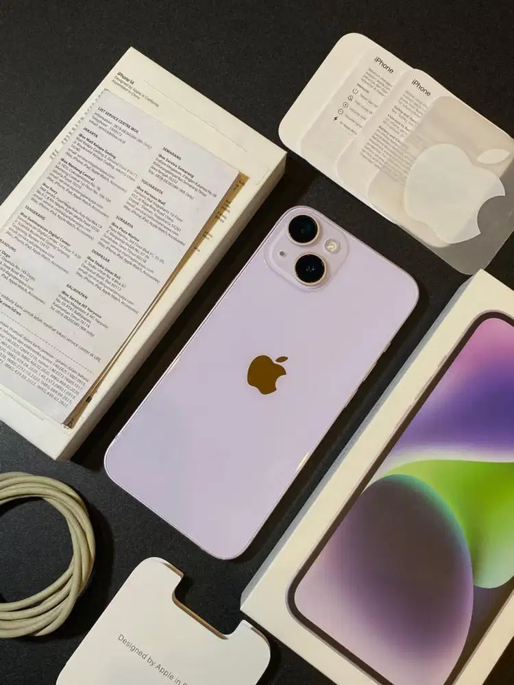 iPhone 14 Purple 128GB iBox, Mulus No minus, Lengkap Full set ori NEGO