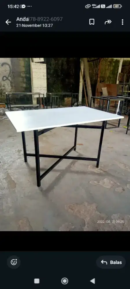Meja lipat semi permanen ukuran 120x60 siap ambil langsung