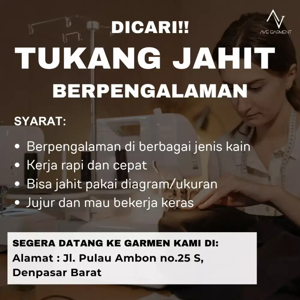 TUKANG JAHIT BERPENGALAMAN