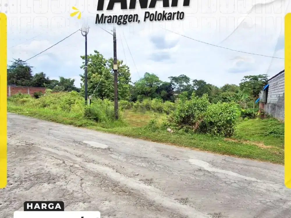 Tanah Investasi Luas (2153m²) dengan Lebar Depan Istimewa (47m) di Mranggen, Polokarto