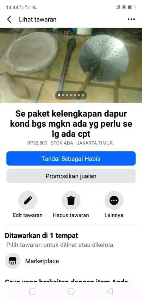 Se paket kelengkapan dapur utk memasak dll kond bgs hrg murah sj cpt