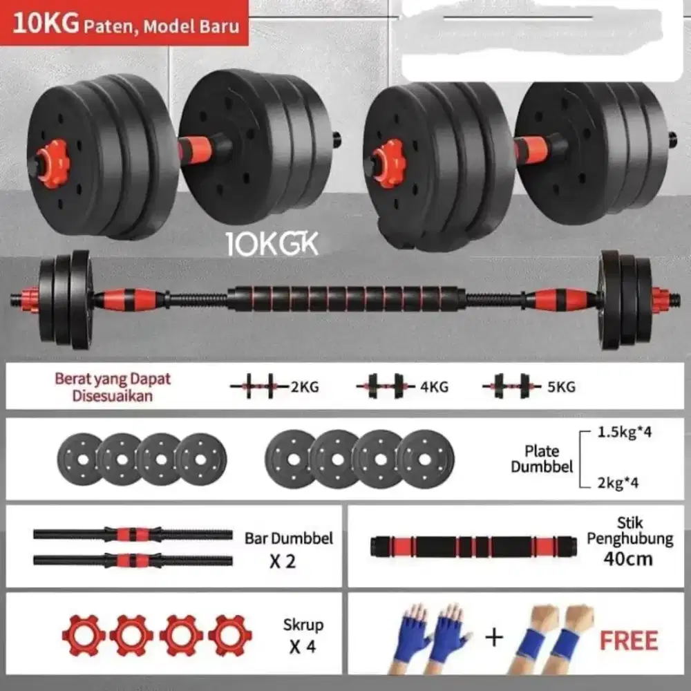 Dumbell portable ada yg 10Kg dan 20Kg