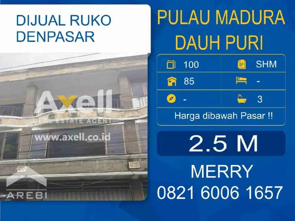Ruko 3 Lantai Denpasar Kota Dijual