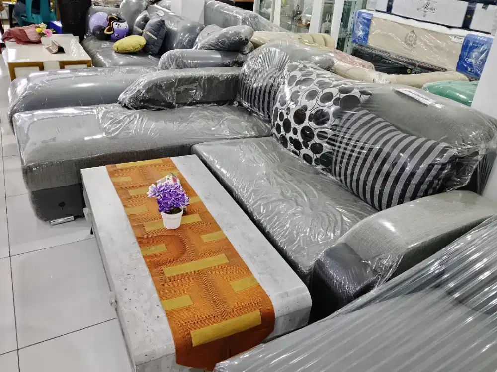 Sofa L Abu abu Mewah