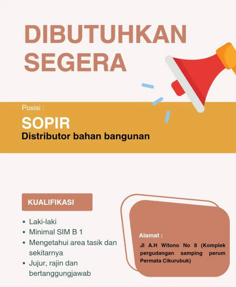Dibutuhkan Segera