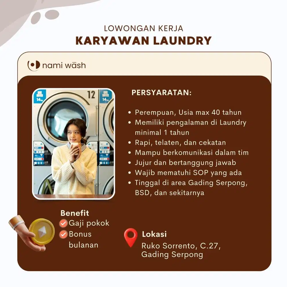 LOWONGAN KARYAWAN LAUNDRY GADING SERPONG