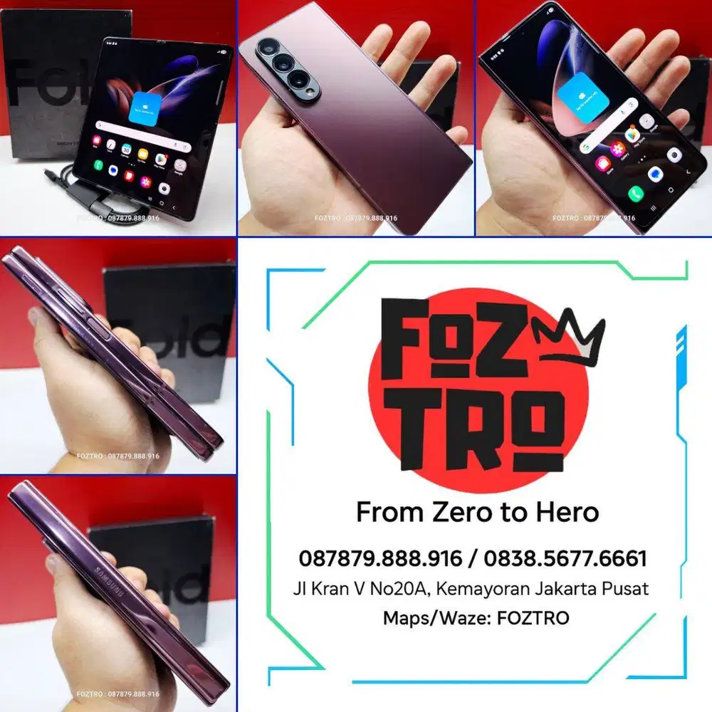 Samsung Galaxy Z Fold 4 12/512GB Burgundy Fullset Resmi SEIN No minus
