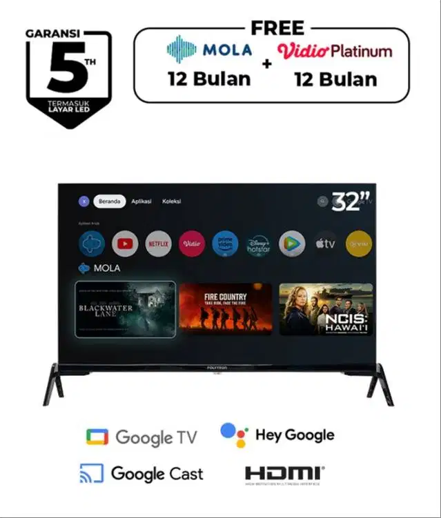 LED TV POLYTRON CINEMAX GOOGLE 32 INCH -  PLD 32 RG 5059 FREE BRACKET