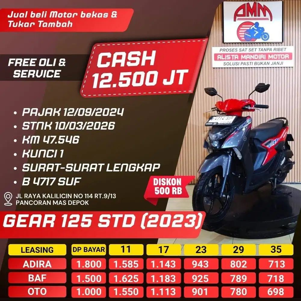 GEAR 125 STD 2023 DP 1 JT CC 0% KREDIVO TOKPED SPAYLATER INDODANA
