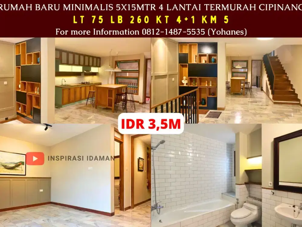 Rumah Baru minimalis 5x15mtr 4 lantai termurah Cipinang