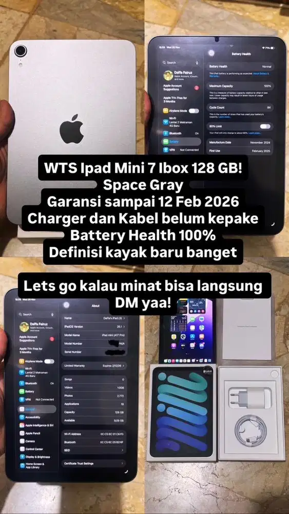 WTS Ipad Mini 7 128Gb Space Gray Ibox