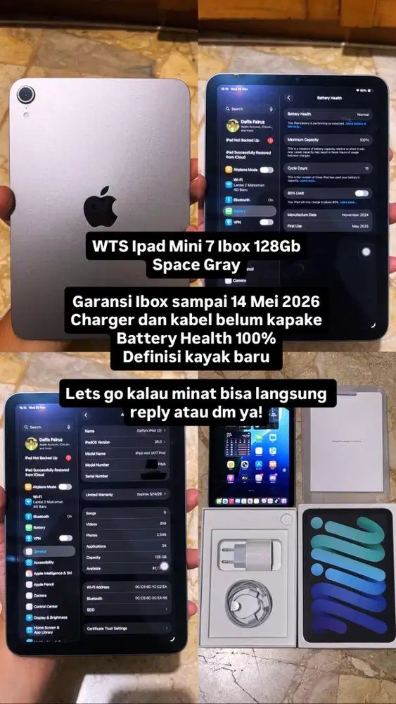 WTS Ipad Mini 7 128Gb Ibox Space Gray