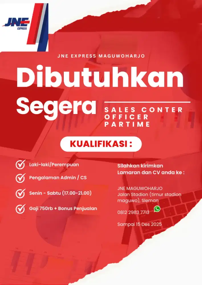 Partime CSO Agen JNE Express Maguwoharjo