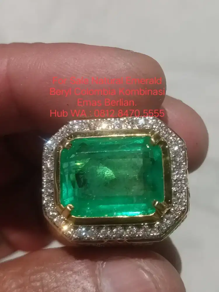 Natural Emerald Beryl Colombia Kombinasi Emas Berlian