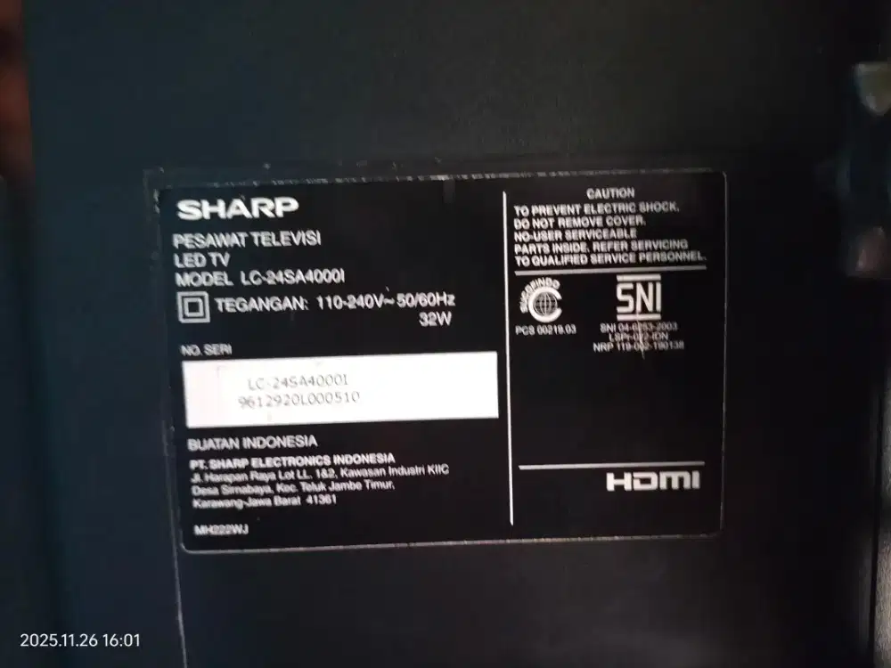 Tv Sharp 24inc bekas masih normal