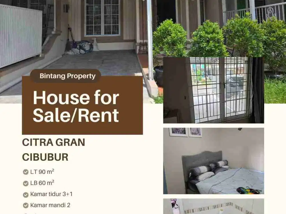 DIJUAL DAN DISEWAKAN RUMAH DI CITRA GRAN CIBUBUR AKSES 0KM KE TOL JATIKARYA