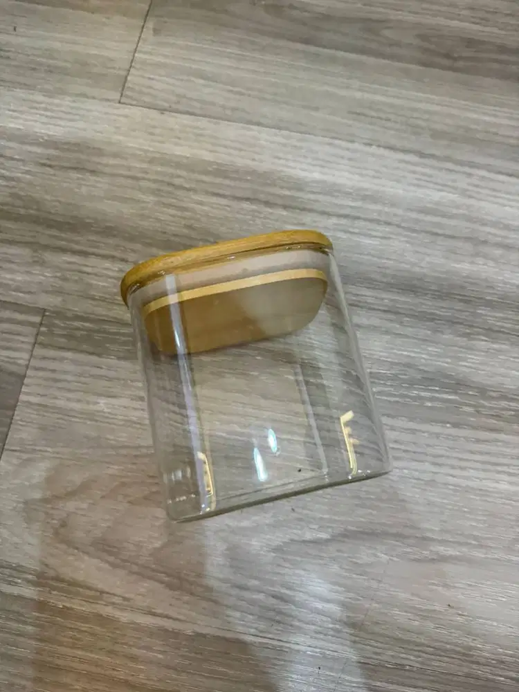 Toples kayu kaca 400ml kotak merk Veronica