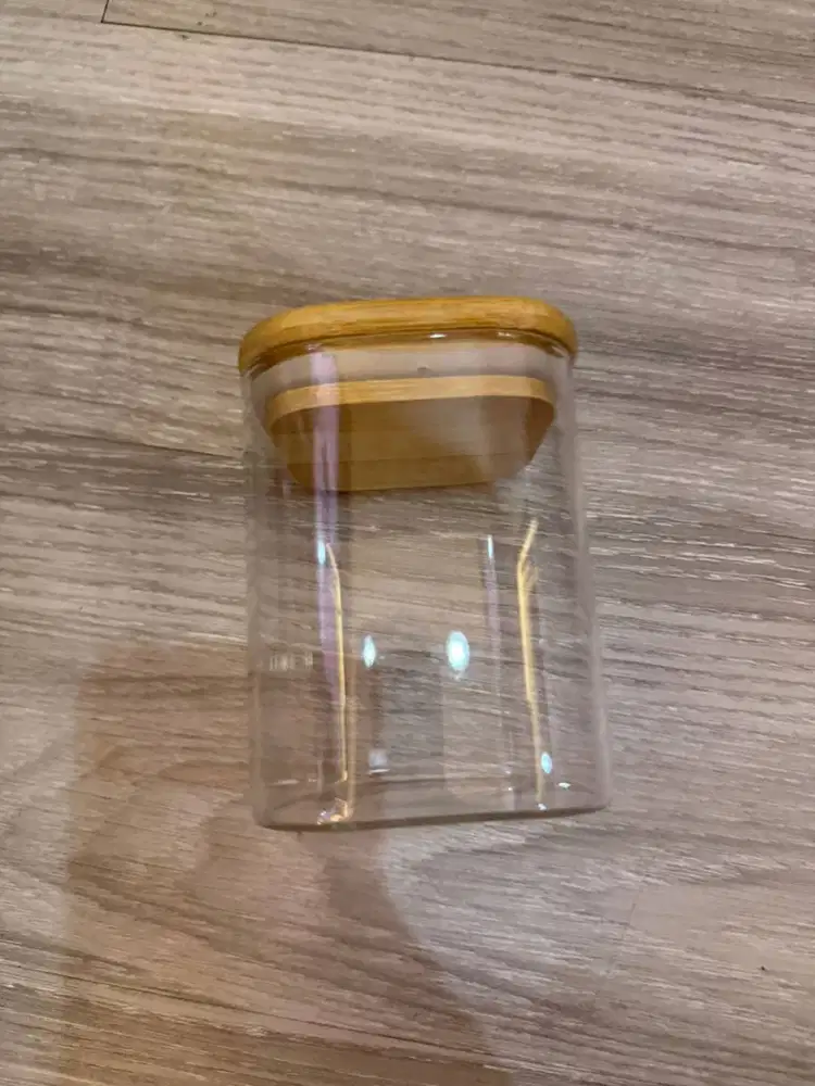 Toples kayu kaca 600ml kotak merk Veronica