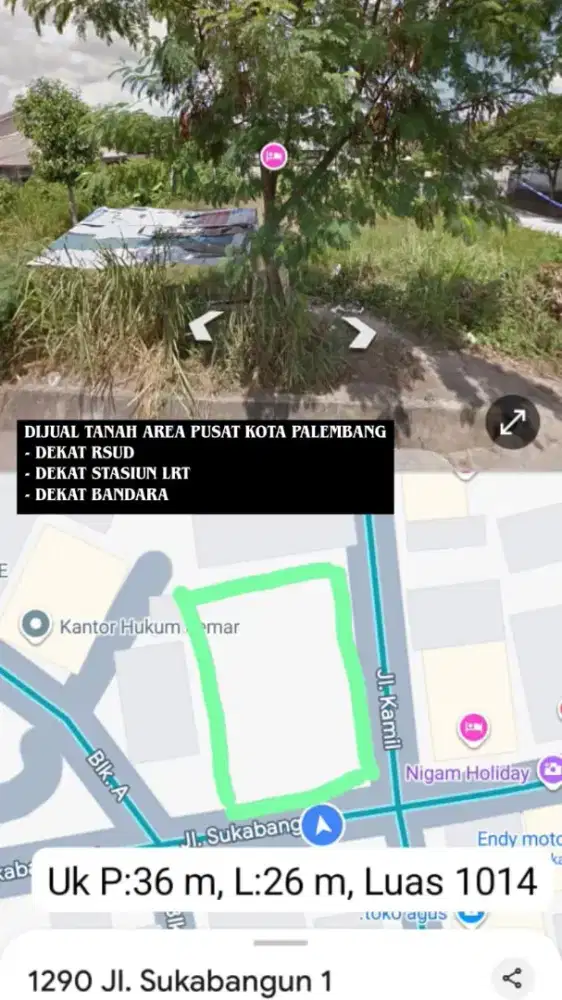 Dijual Tanah Area Pusat Kota Palembang