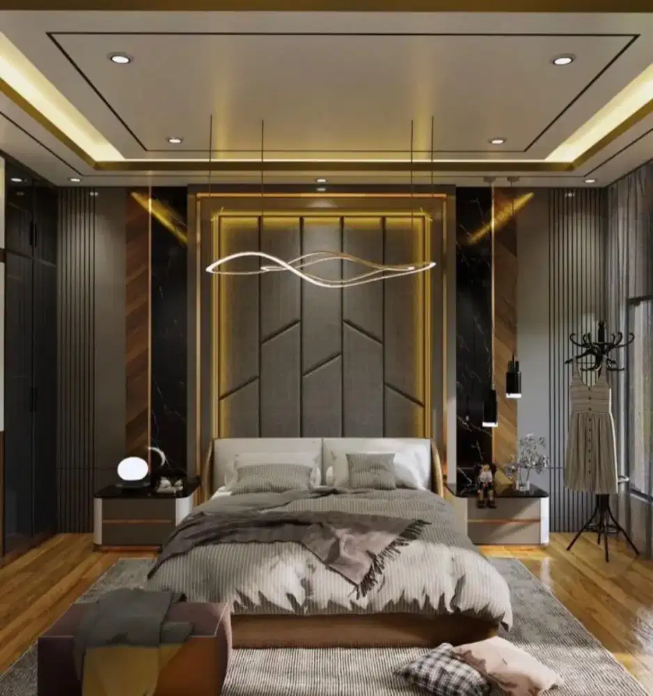 interior desain kitchen set kamar set wardrobe lemari backdrop tv