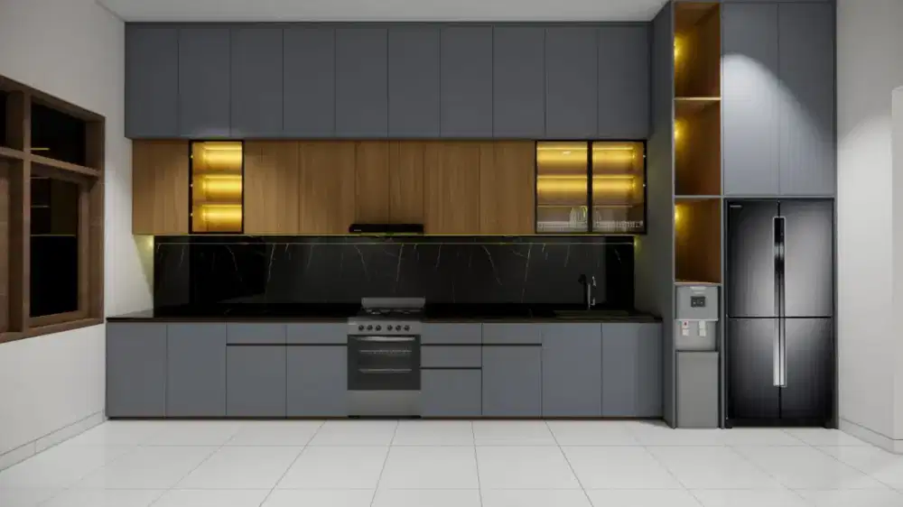 interior desain kitchen set kamar set wardrobe lemari backdrop tv