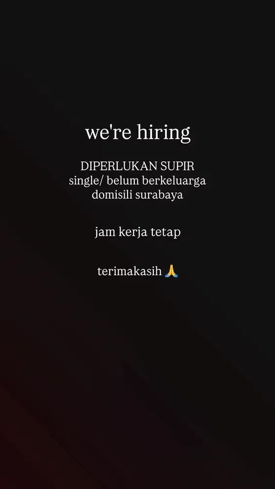 dicari supir pribadi surabaya