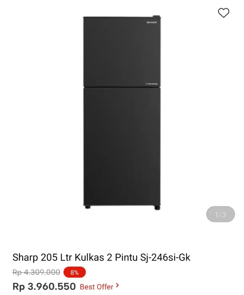 SHARP 205 LTR KULKAS 2 PINTU SJ-246SI-GK