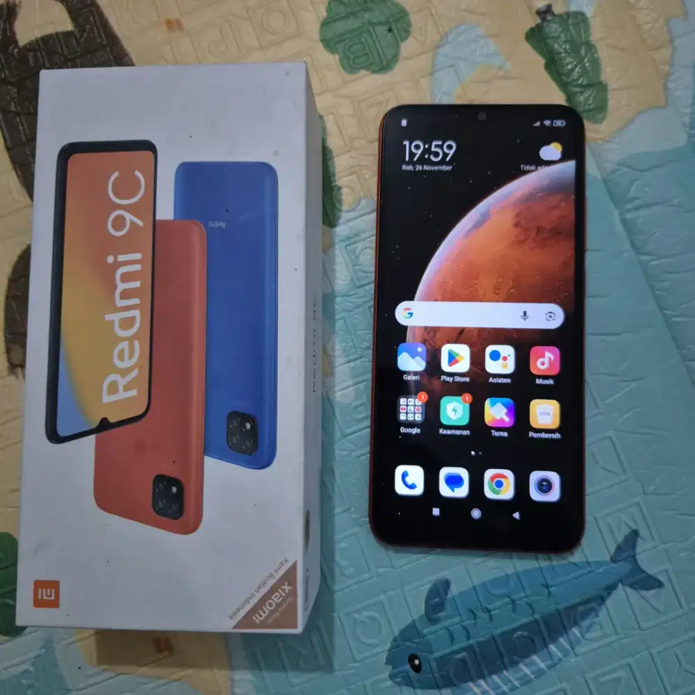 Dijual hp Xiaomi redmi 9c RAM 4 ROM 64 kondisi normal Android