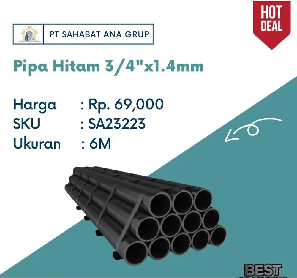 Pipa Hitam 3/4x1.4mm