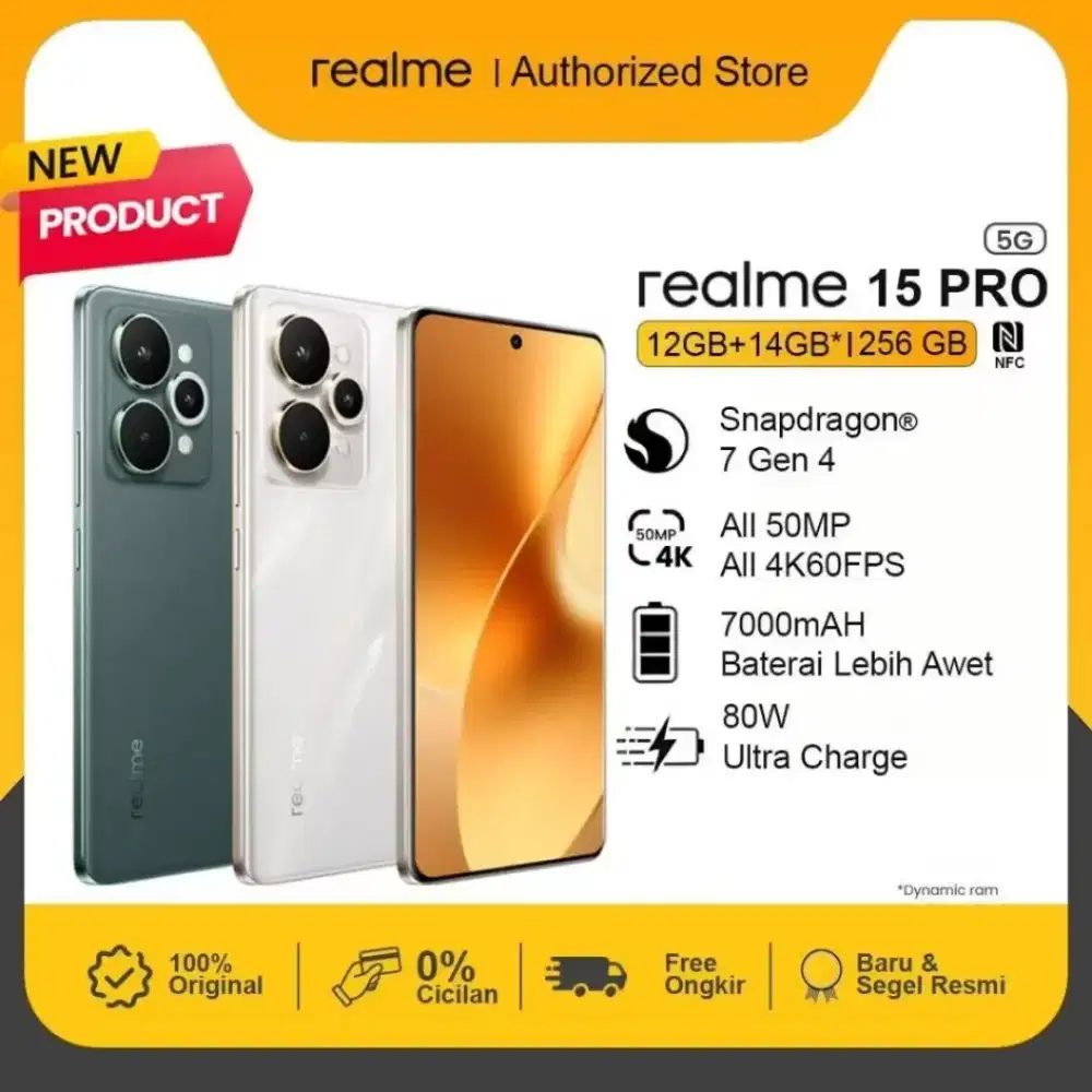 REALME 15 PRO 5G.NFC.BATERAI 7000.LAYAR AMOLED 144HZ.80 WATT FASTCHRGR