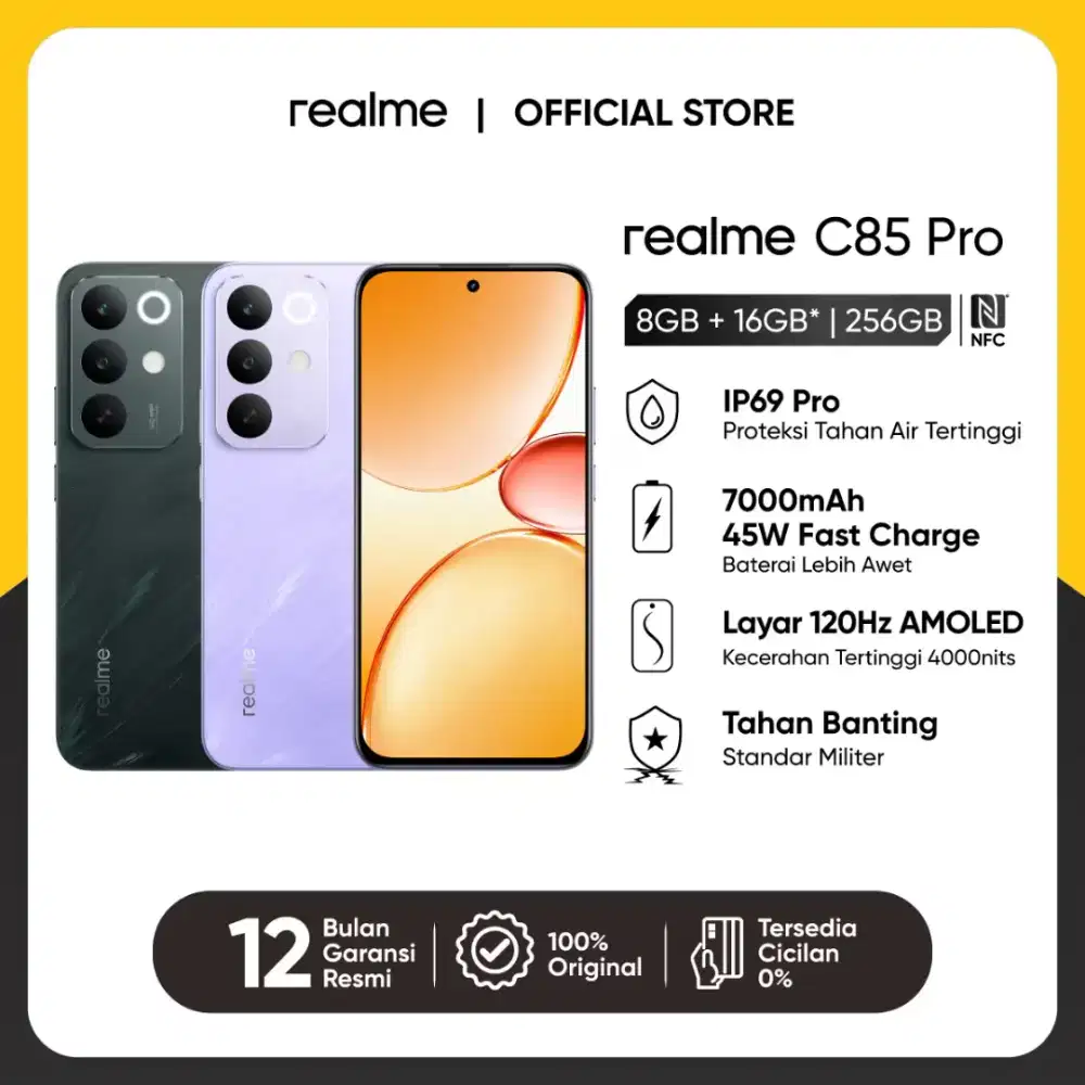 BARU REALME C85 PRO NFC. LAYAR AMOLED 120HZ.BATERAI 7000MAH.ANTI AIR