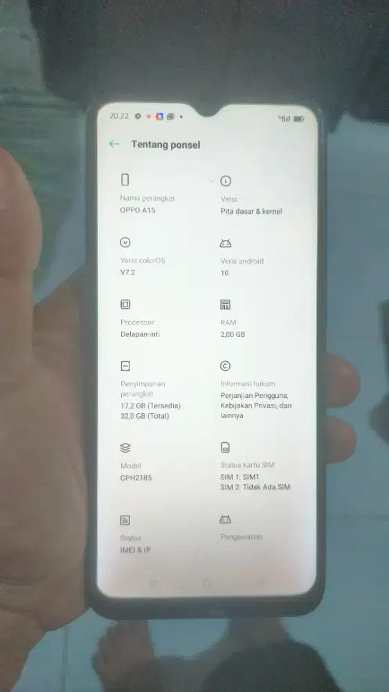 Hp second Oppo a15 ram 2 batangan normal lancar