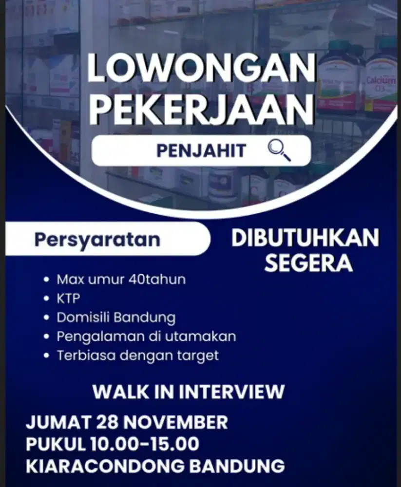 DIBUTUHKAN SEGERA PENJAHIT