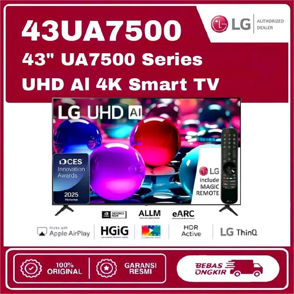 TV LG 43UA7500 43 Inch UHD AI 4K Smart TV + Magic Remote 43UA7500PSA
