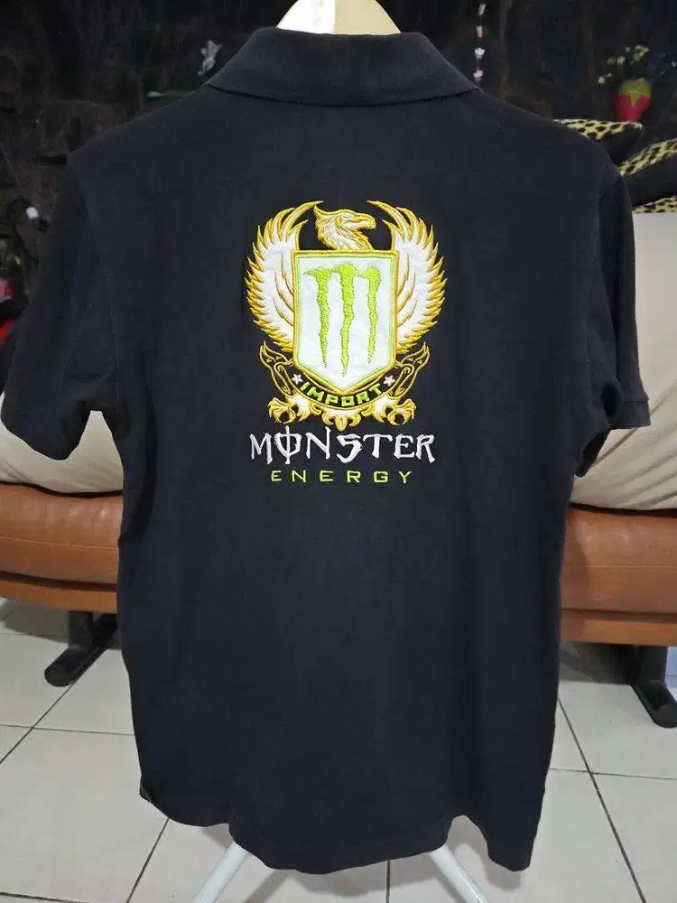 Monster energy FULL bordir kaos kerah baju size M